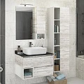 Тумба с раковиной Comforty Прага 75 00-00004198 дуб белый, с антрацитовой столешницей