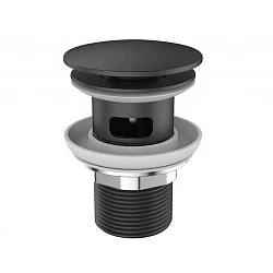 Донный клапан для раковины BelBagno UNO BB-SAT-NERO с переливом, черный матовы