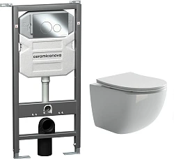 Система инсталляции для унитазов Ceramica Nova Envision Round CN1001CH с кнопкой и унитазом CN3009 