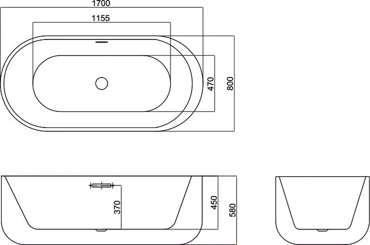 Акриловая ванна Black & White Swan SB109 Black 170x80см 109SBBL черная глянцевая