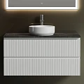 Тумба с раковиной Sancos Snob T 100 со столешницей черный мрамор, белая