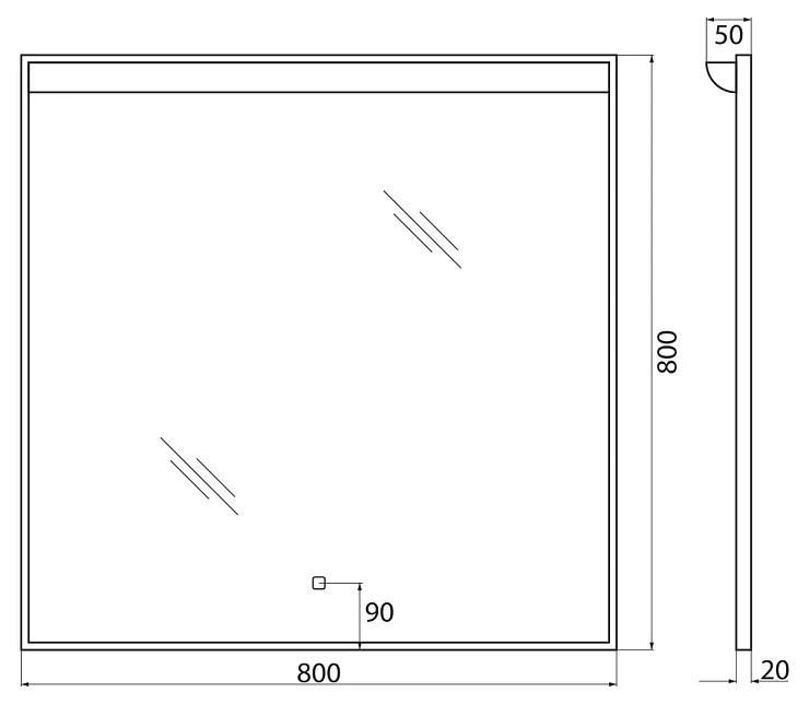 Зеркало BelBagno Uno 80 SPC-UNO-800-800-TCH с подсветкой