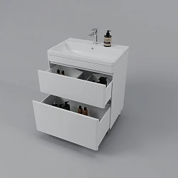 Тумба с раковиной Style Line Атлантика 70 напольная, антискрейч белый матовый