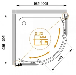 Душевой уголок Cezares Momento 100x100см MOMENTO-R-2-100-C-Cr профиль хром, стекло прозрачное