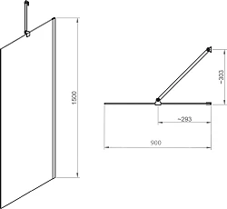 Шторка на ванну RGW Screens SC-150B 90x150 351115009-14 профиль черный, стекло прозрачное 6 мм