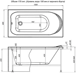 Акриловая ванна Aquanet Nord 140x70 со шторкой Aquanet Alfa 4 NF6222-pivot 170193 + 196049 белая