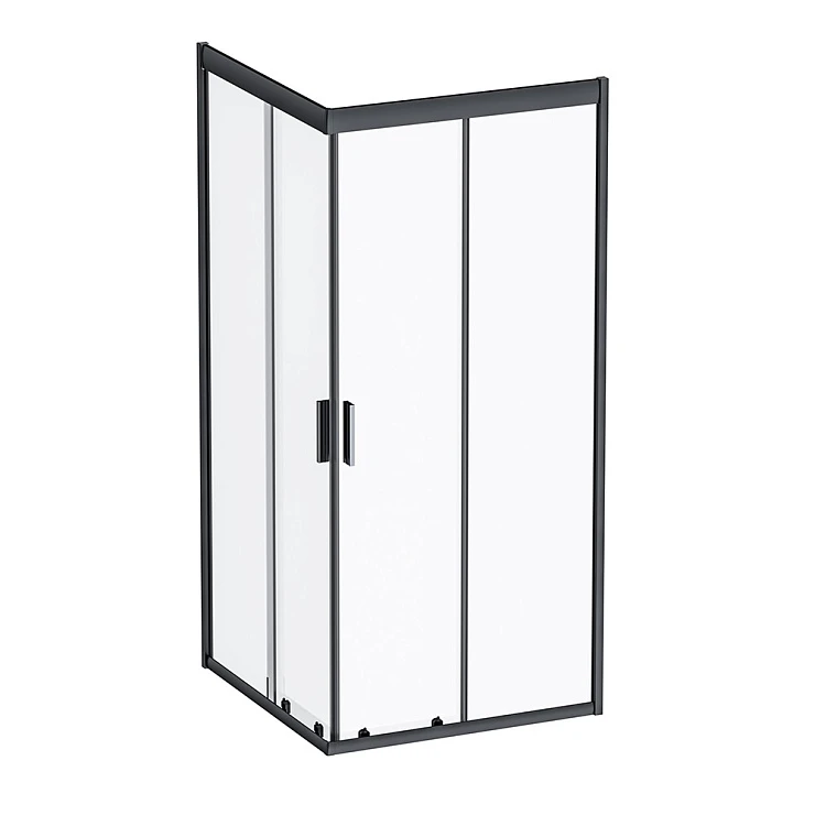 Душевой уголок AM.PM Gem 90x90см W90G-403-090BT профиль черный, стекло прозрачное