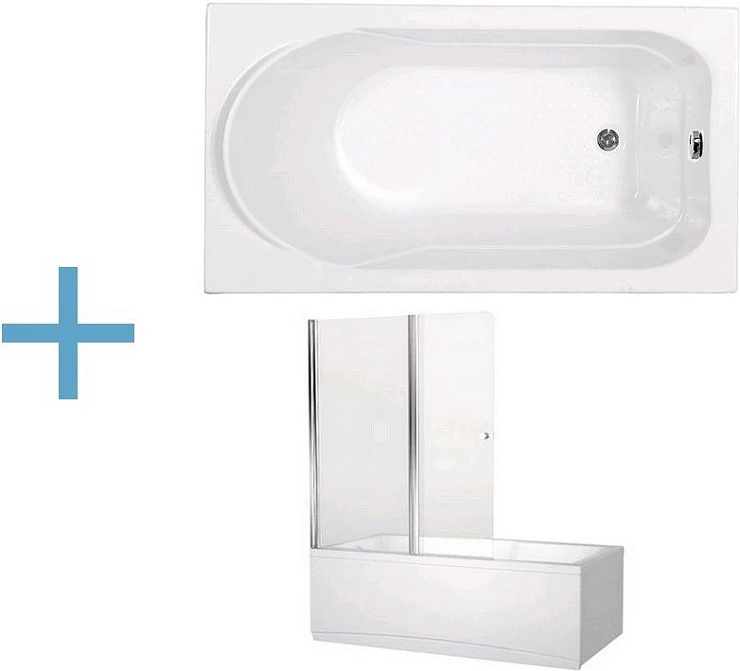 Акриловая ванна Aquanet West 140x70 со шторкой Aquanet Alfa 4 NF6222-pivot 204052 + 196049 белая