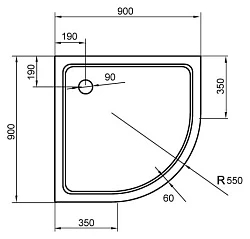 Душевой поддон Cezares 90х90см TRAY-A-R-90-550-15-W-W0 белый