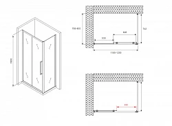 Душевой уголок ABBER Schwarzer Diamant 120x80см AG30120H-S80 профиль хром, стекло прозрачное