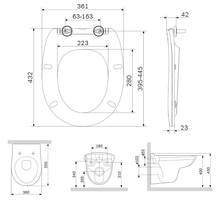 Унитаз подвесной AM.PM Sense C741700SC белый глянец