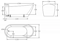 Акриловая ванна BelBagno 170х72х72 BB62-170 белая глянцевая