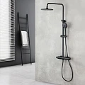 Душевая стойка Lemark Bronx c термостатом LM3770BL черная матовая