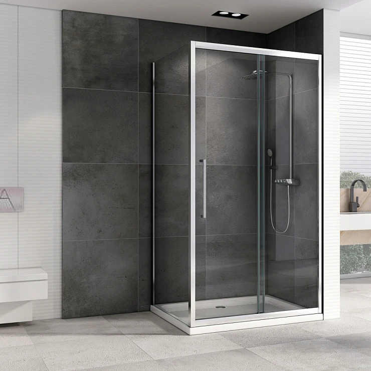 Душевой уголок ABBER Schwarzer Diamant 110x75см AG30110H-S75 профиль хром, стекло прозрачное