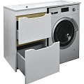 Тумба с раковиной AZARIO Magenta 110 CS00078394 под стиральную машину, левая, белая