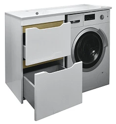 Тумба с раковиной AZARIO Magenta 110 CS00078394 под стиральную машину, левая, белая