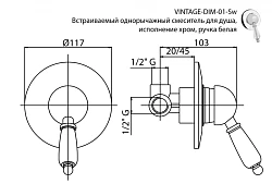 Смеситель встраиваемый для душа Cezares VINTAGE-DIM-01-Sw хром