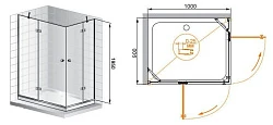 Душевой уголок Cezares Verona 120x90см VERONA-W-AH-2-120/90-P-Cr-R профиль хром, стекло рифленое