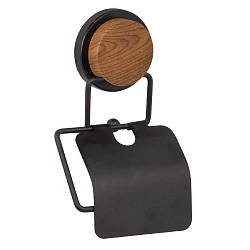 Держатель туалетной бумаги Fixsen Magic Wood FX-46010 с крышкой, черный матовы
