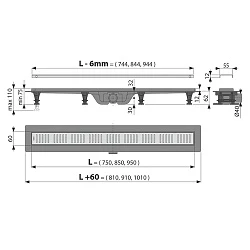 Душевой лоток AlcaPlast APZ10-Simple 950M с решеткой и опорами, хром