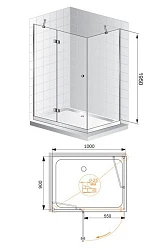 Душевой уголок Cezares Verona 100x90см VERONA-W-AH-1-100/90-P-Cr-R профиль хром, стекло рифленое