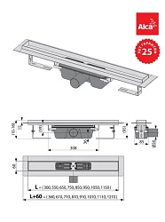 Душевой лоток AlcaPlast APZ6 1150 с опорами, хром