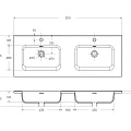 Раковина встраиваемая BelBagno 120см BB1200-2-ETL двойная, белая глянец