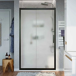 Душевая дверь в нишу STWORKI Стокгольм 160см 3GW230TTKK000 профиль черный матовый, стекло матовое