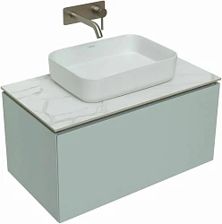 Тумба с раковиной Allen Brau Infinity 85 с мраморной столешницей, папирус мато