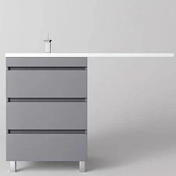 Тумба с раковиной Style Line Даллас ЛЕОН 120 напольная, левая, серый матовый