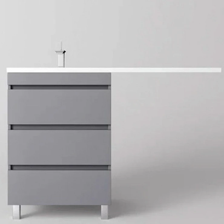 Тумба с раковиной Style Line Даллас ЛЕОН 120 напольная, левая, серый матовый