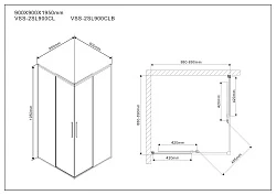 Душевой уголок Vincea Slim 90х90см VSS-2SL900CLB профиль черный матовый, стекло прозрачное