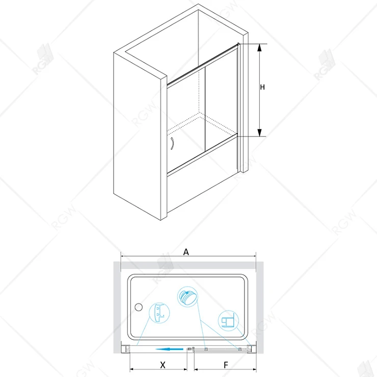 Шторка на ванну RGW Screens SC-62 180х150см 01116218-21 профиль хром, стекло матовое-сатинат