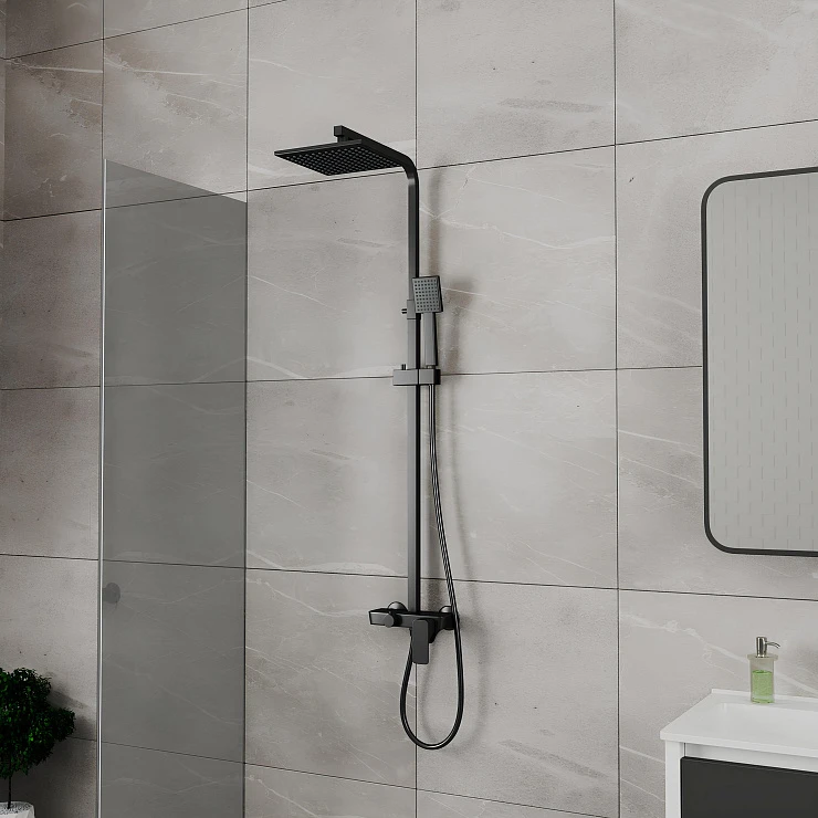 Душевая стойка D&K Berlin Technische DA1433725A02 черная матовая Душевая стойка D&K Berlin Technische DA1433725A02 черная матовая