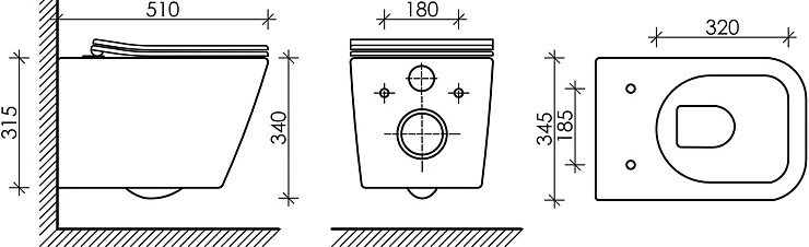 Унитаз подвесной Ceramica Nova Metric CN3007MB черный матовый