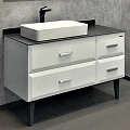 Тумба с раковиной Comforty Империя 120 00-00003852CF белая, с антрацитовой столешницей