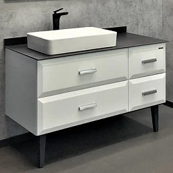 Тумба с раковиной Comforty Империя 120 00-00003852CF белая, с антрацитовой столешницей