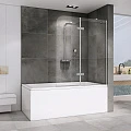 Шторка на ванну ABBER Ewiges Wasser 120x140см AG51120 профиль хром, стекло прозрачное