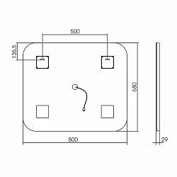 Зеркало LED Vincea VLM-2A800 800x680