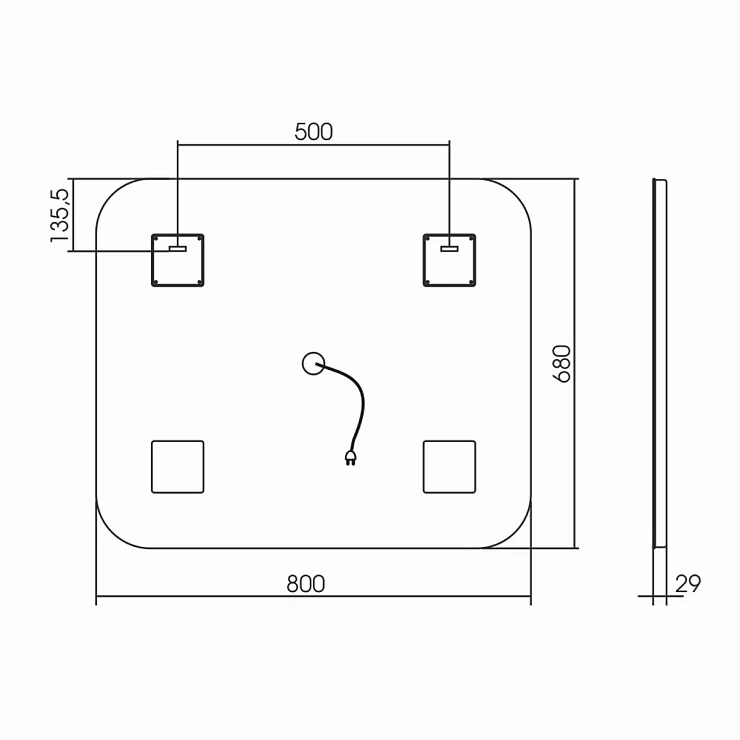 Зеркало Vincea 80 VLM-2A800-2W 8с подсветкой и подогревом