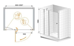 Душевая дверь в нишу Cezares 120см ELENA-W-B-12-120-P-Cr-R профиль хром, стекло рифленое