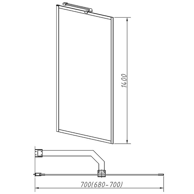 Шторка на ванну Vincea City 70x140 VSB-41700CLB профиль черный матовый, стекло прозрачное