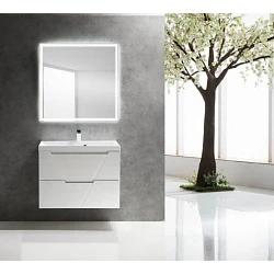 Тумба с раковиной BelBagno Vittoria 80 белая глянцевая
