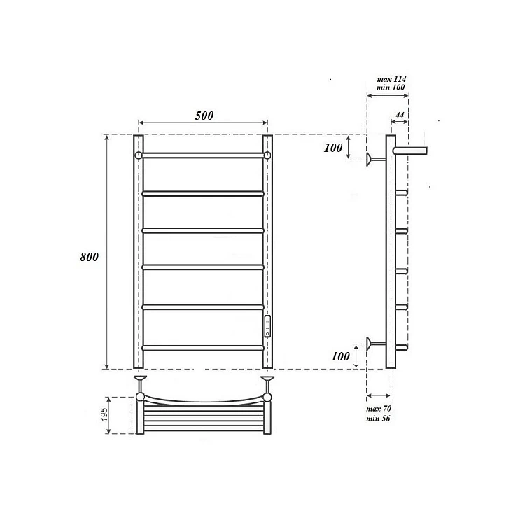 Полотенцесушитель электрический Bonna Hestia 800x500 BNP-EV4FP-dt8050B черный