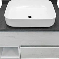 Тумба с раковиной Comforty Прага 75 00-00004198 дуб белый, с антрацитовой столешницей