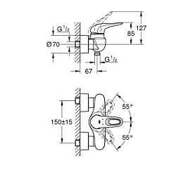 Смеситель для душа Grohe Eurostyle 33590003 хром
