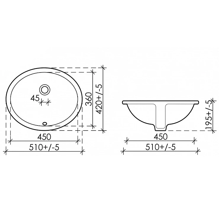 Раковина встраиваемая под столешницу Ceramica Nova Element 51см CN6042 белая