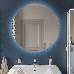 Зеркало круглое STWORKI Мальмё 100 с ореольной подсветкой, сенсор на зеркале