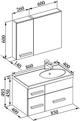 Мебель для ванной Aquanet Данте 85 R белый камерино 1 навесной шкафчик