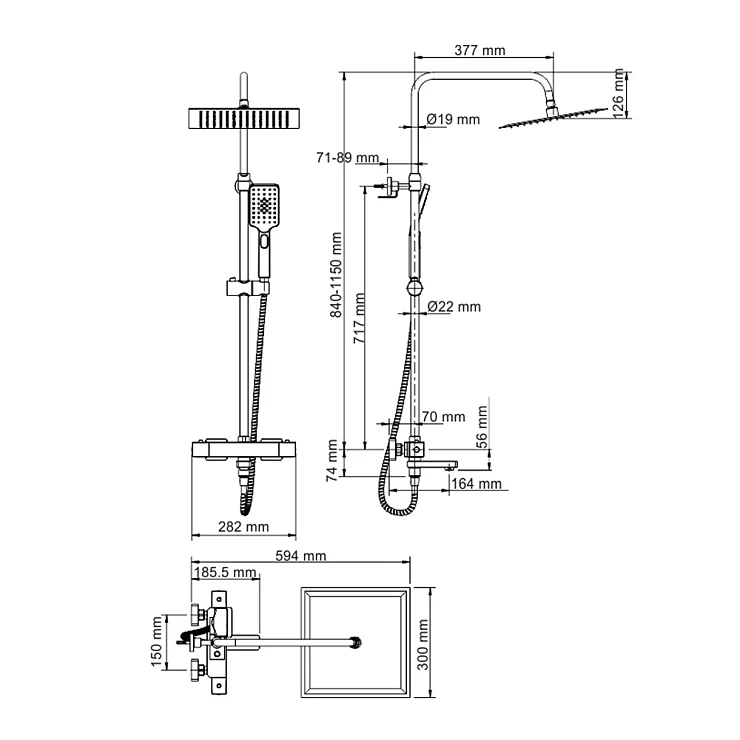 Душевая стойка Wasserkraft Thermo A19901 хром
